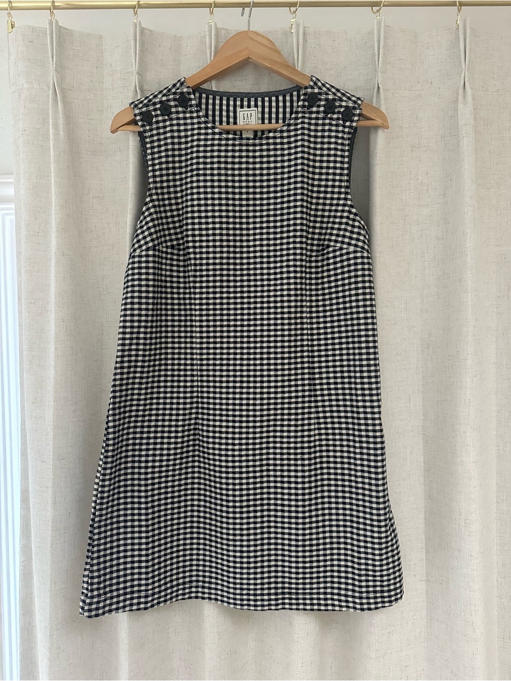 GAP Black & White Gingham Sleeveless Mini Dress
